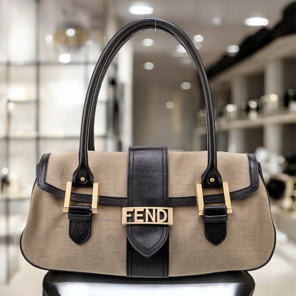 Fendi Rare Beige and Black Vaskor Zucca EUC - Picture 2 of 5